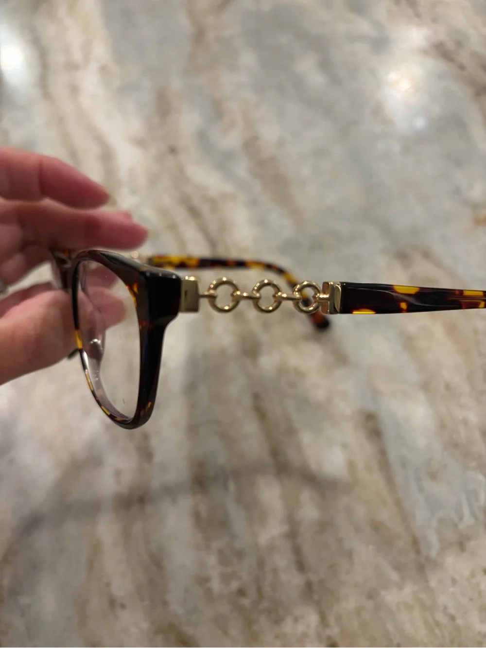 Serafina Women's Tortoiseshell Glasses Frame with Gold Chain Detail